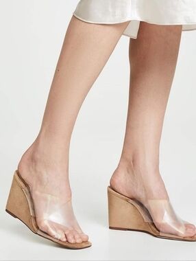 Jeffrey Campbell Mystic Wedge Sandal Faux Suede Clear Summer Size 7